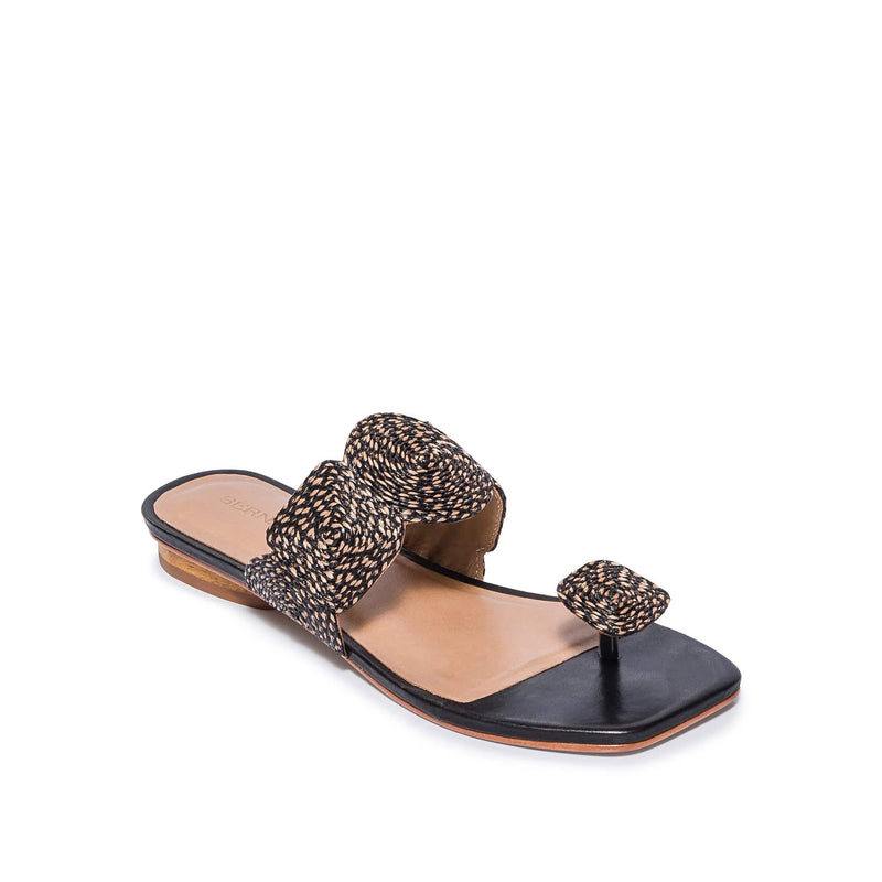 Bernardo Palermo Raffia Platte Sandalen Dames Zwart | ZCU1511RX