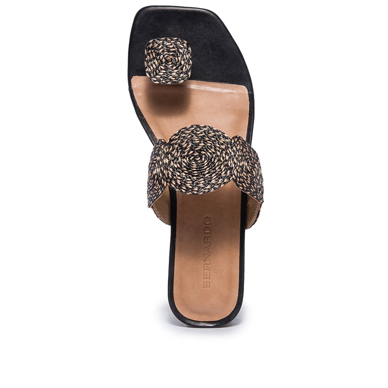 Bernardo Palermo Raffia Platte Sandalen Dames Zwart | ZCU1511RX