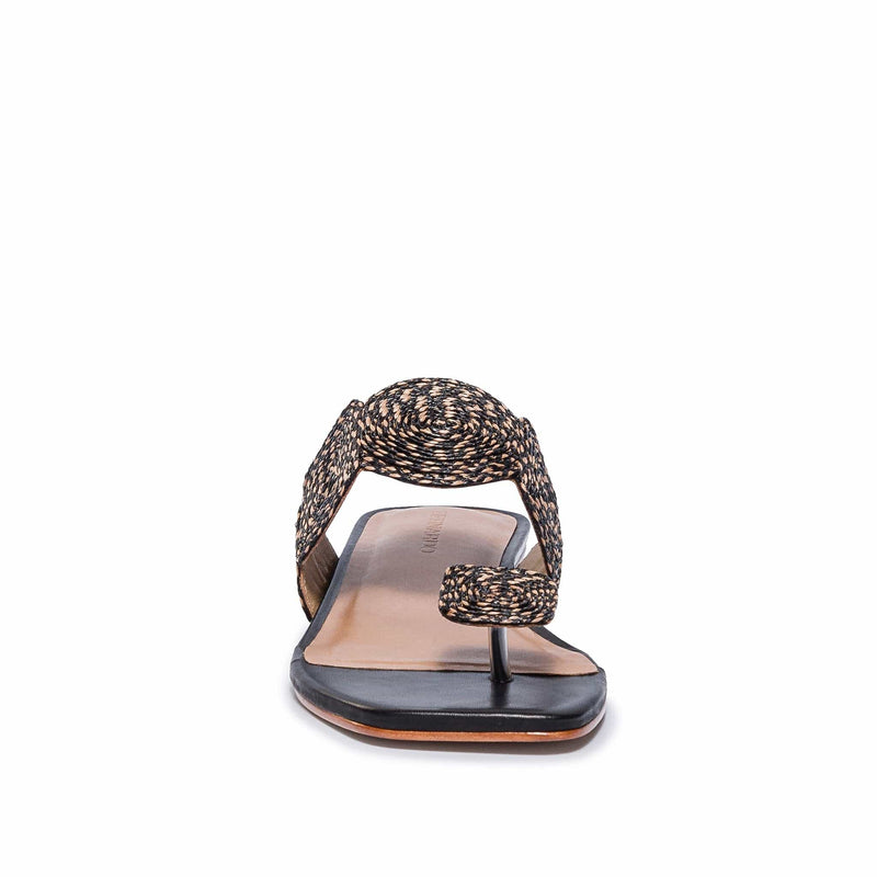 Bernardo Palermo Raffia Platte Sandalen Dames Zwart | ZCU1511RX