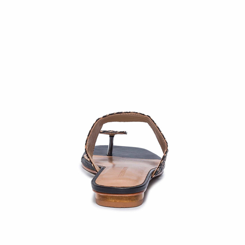 Bernardo Palermo Raffia Platte Sandalen Dames Zwart | ZCU1511RX